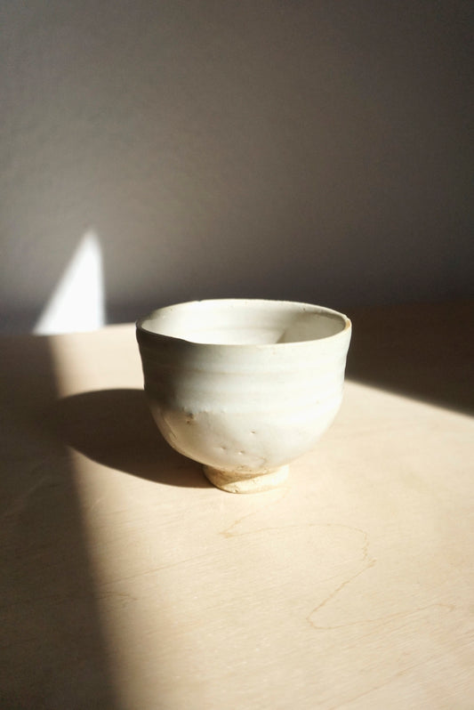 Vintage Tea Cup – White Glaze, Oval Form