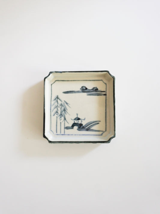 Square Small Plate (Sometsuke Landscape Design)