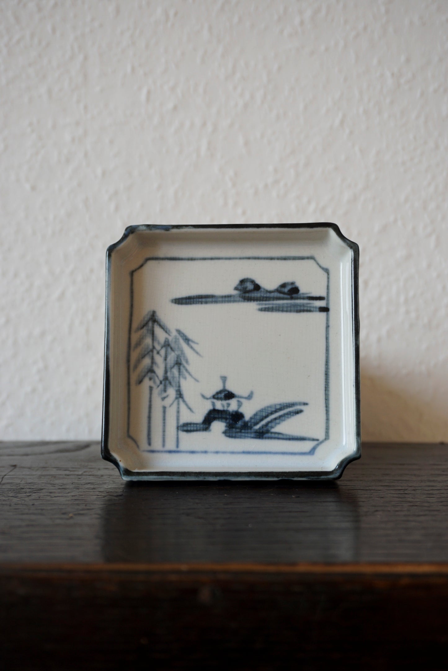 Square Small Plate (Sometsuke Landscape Design)