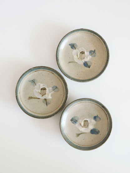 Vintage Small Plate – Mashiko Ware, Camellia