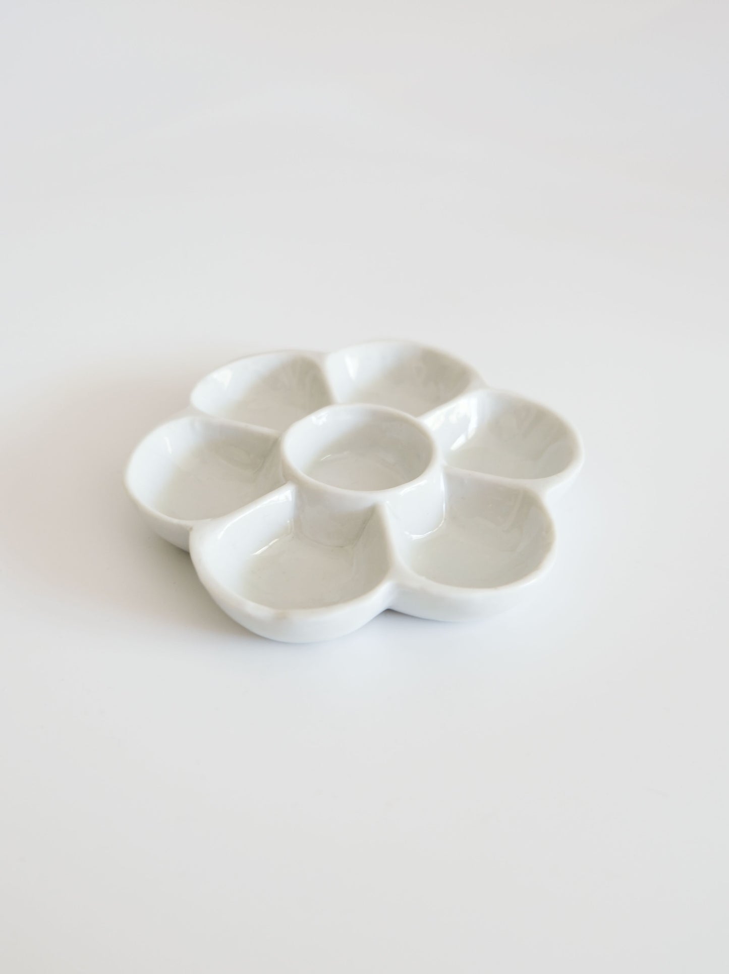 Vintage Small Plate – White Porcelain, Plum Shape