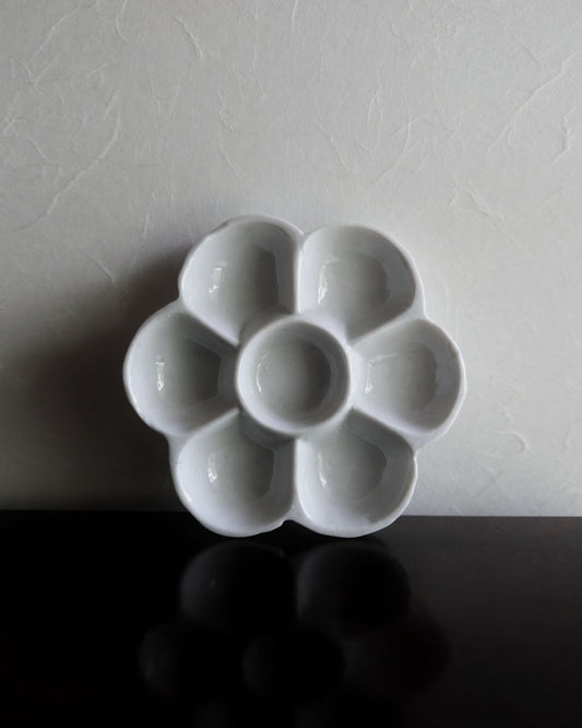 Vintage Small Plate – White Porcelain, Plum Shape