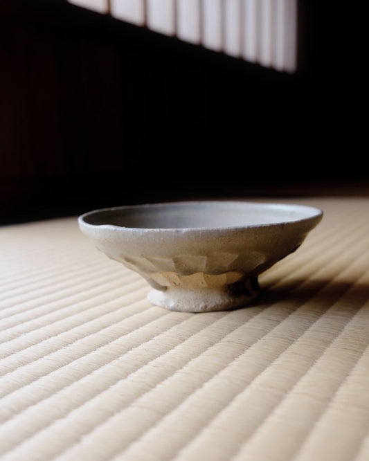 Vintage Footed Plate – Pale Blue Glaze, Pottery