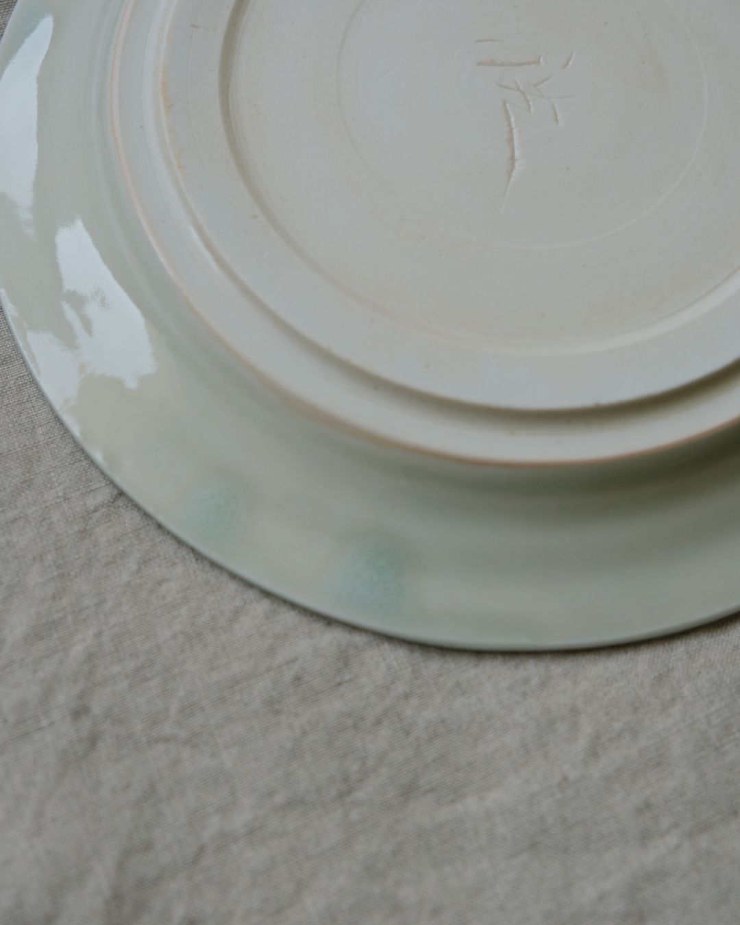 Vintage Medium Plate – Pale Blue Glaze, Floral Motif