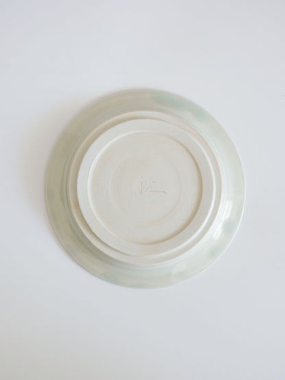 Vintage Medium Plate – Pale Blue Glaze, Floral Motif
