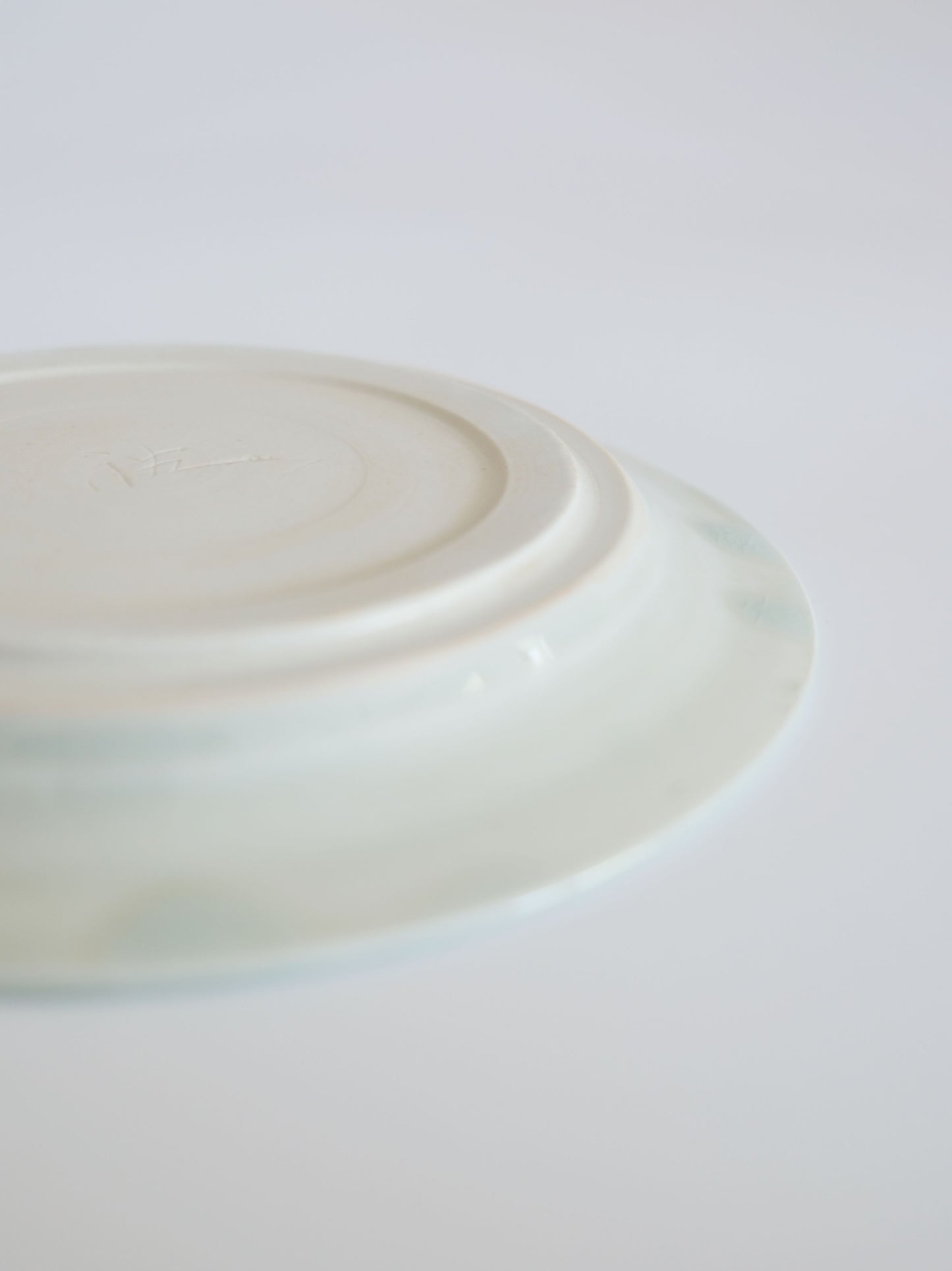Vintage Medium Plate – Pale Blue Glaze, Floral Motif