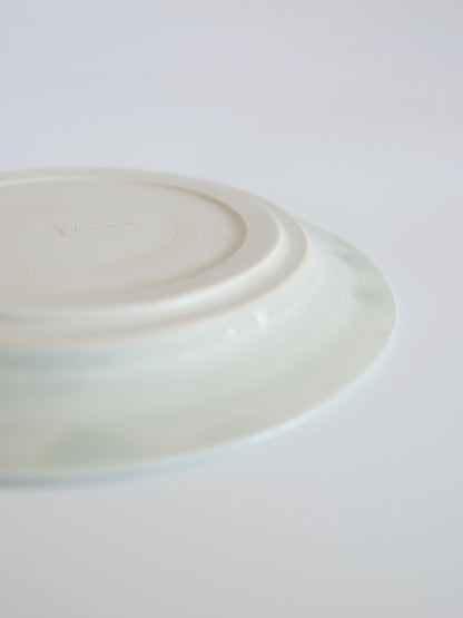 Vintage Medium Plate – Pale Blue Glaze, Floral Motif